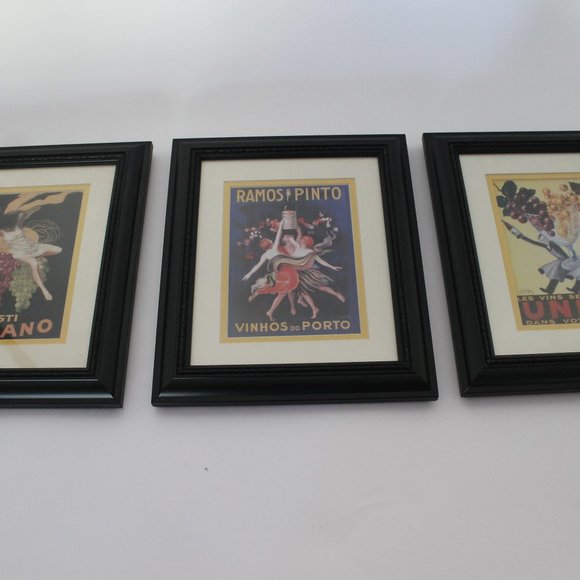 Custom Framed Set of 3 Vintage Prints_Black Frames_Size 10" x 12" - Picture 1 of 4
